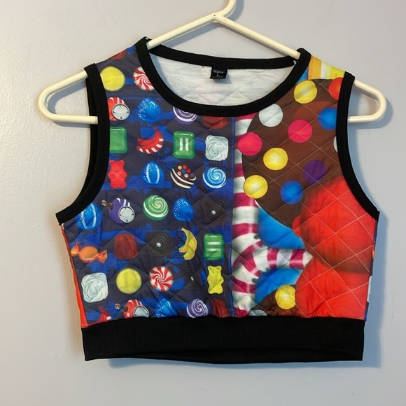 RedFox Quilted Candy Crush Game Crop Top size L - Picture 1 of 14